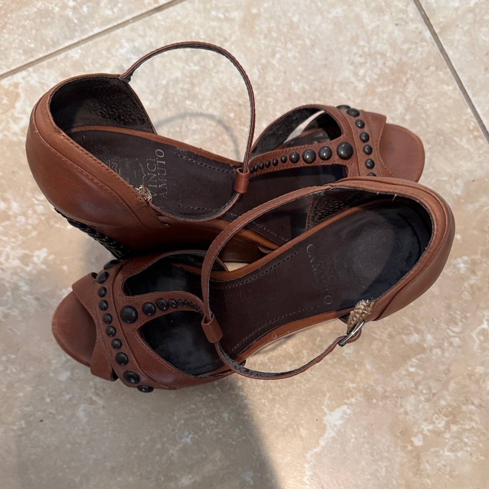Vince Camuto Brown Leather Women's Sandals
